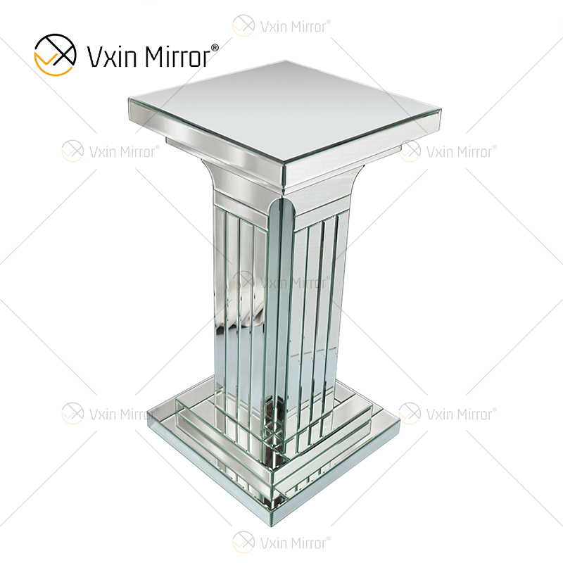The Factory Hot Sale WXF-010 Classic Style Silver Roman Pillar Home Decor Mirrored Side Table