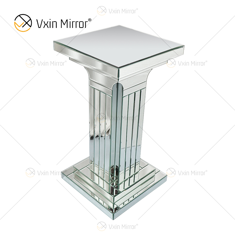 The Factory Hot Sale WXF-010 Classic Style Silver Roman Pillar Home Decor Mirrored Side Table