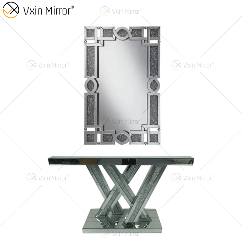 Vxin Mirror Hot Sell Silver Crystal W Design Console Table with Mirror Hallway in Living Room Furniture