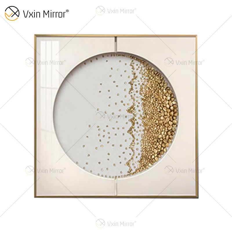 Metal 3d Wall Art Decor Home Decoration Pieces Luxury Living Room Framed for Home Mirror Frame Glass Painting