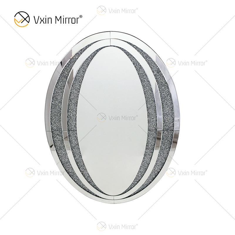 Factory Direct Oval WXM-1765 Elegant Wall Decoration Silver Diamond Mirror