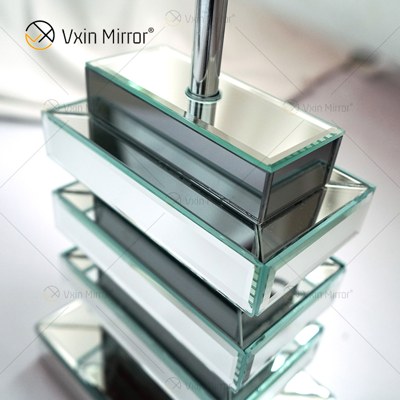 Wholesale WXL-001 Modern Silver Grey Mirrored Lamp Table White Shade For Bedroom Mirror Lamp