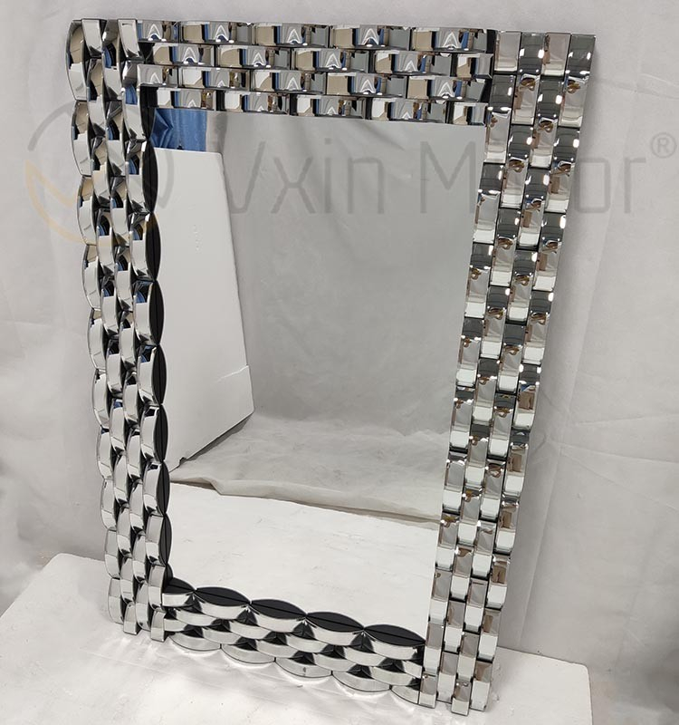 Wall Decoration Silver Curved Glass Wall Hanging Mirror