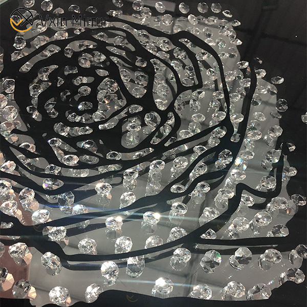 Home Decor Glass Frame Silver Rose Wall Art Crystal Porcelain Painting 