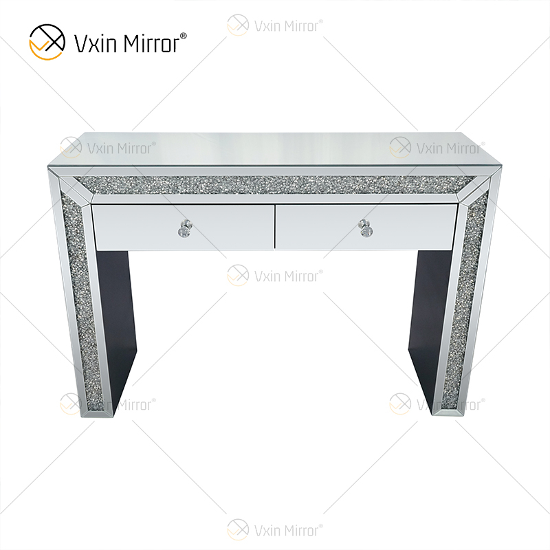 Home Decor WXF-720 Crushed Diamond Dressing Mirrored Corner Chest With 2 Drawers