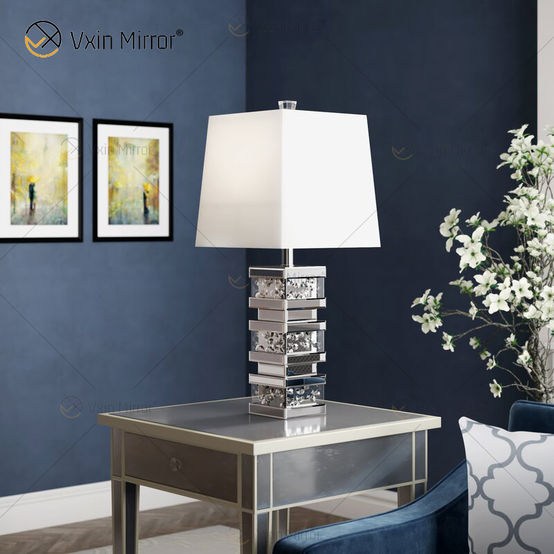 Factory Supply WXTL-097 Modern Silver Crystal LED Mirror Table Lamp for Warm Light