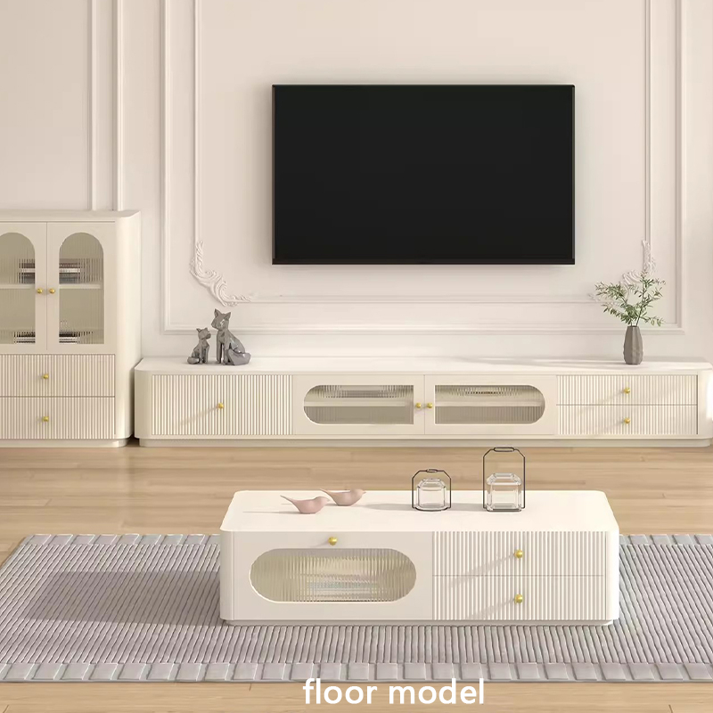 Modern white cream wind TV cabinet