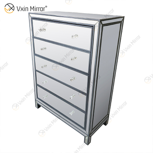 Vxin Mirror WXR-006 Silver Home Decor Mirored Cupboard Cabinet With 5 Drawers