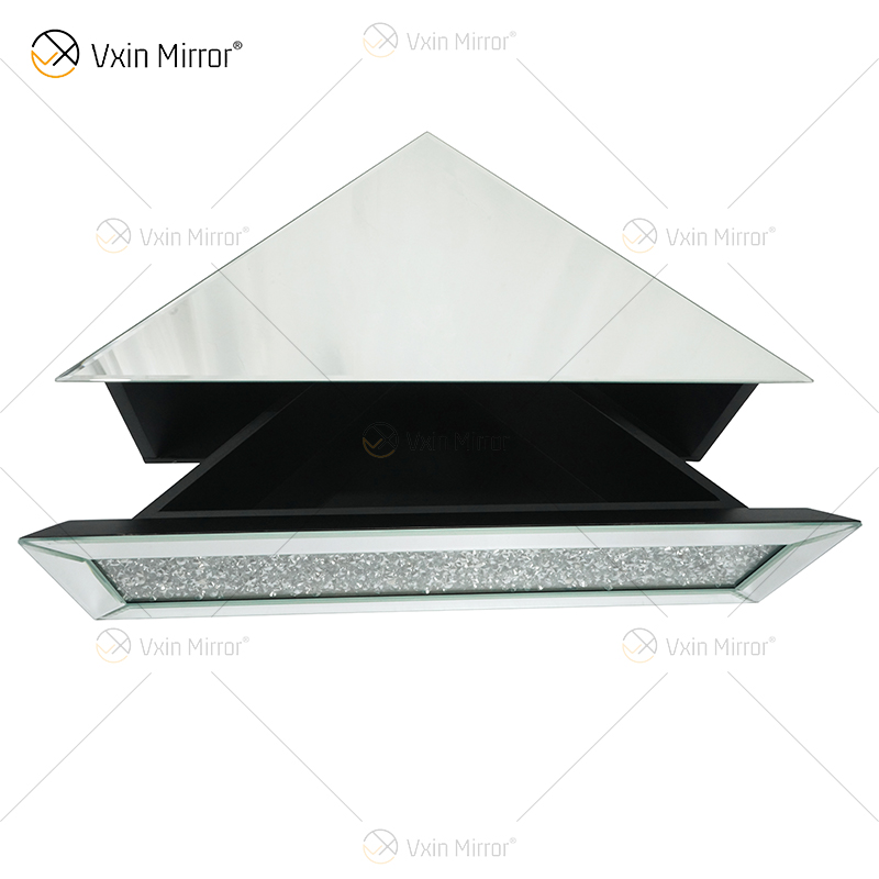 Vxin Factory Supply WXF-152 Silver Wall Decor Silver Crushed Diamond Mirror Wall Shelf