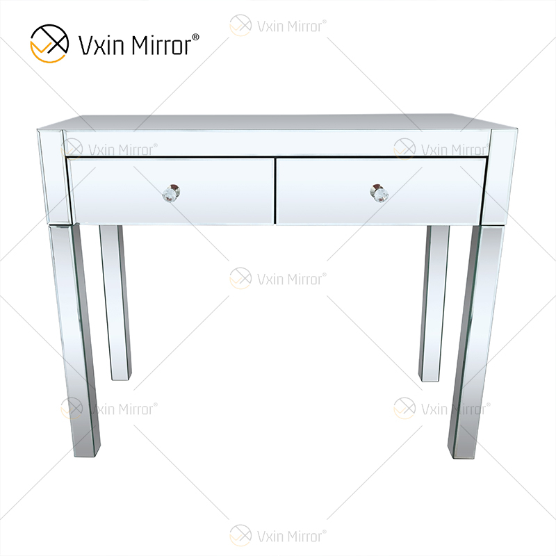 Hot Art Deco WXF-836 Silver Dressing Mirrored Corner Chest With 2 Drawers