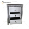 Good Quality Silver Crushed Diamond Frame Nightstand Bedside Table with 3 Drawer Mirrored Bedside Table