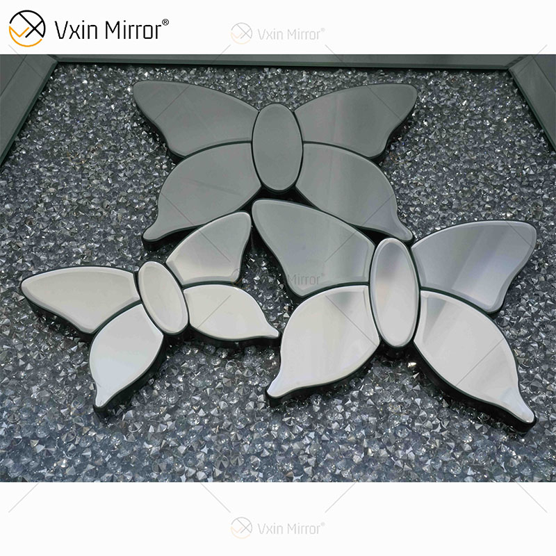 Modern Two Colors Silver Brown Mirrored Butterfly 3d Mirror Wall Art Home Decor Wall Frame in Living Room Furniture WXM-1097