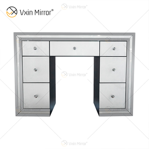 Hot Sale Elegant WXF-792 White with Silver Frame Mirrored Corner Dressing Table Chest Of Drawers