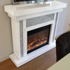 Luxury Indoor Crushed Diamond Crystal White Glass Mirror Fireplace in Living Room Furniture WXWF-1108