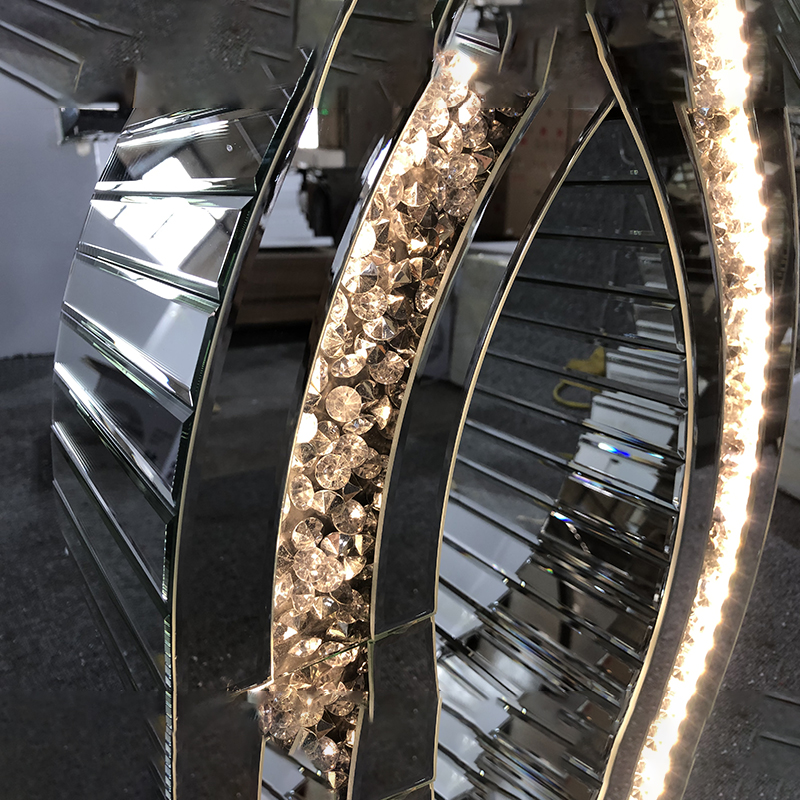 Wholesale WXF-291 Modern Mirrored Luxury Console Table LED Silver Crystal Diamond Glass Console Table