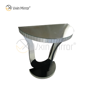 Hot Sell Vxin Mirror WXF-2119 Elegant Plaid Half Oval Mirrored Side Table
