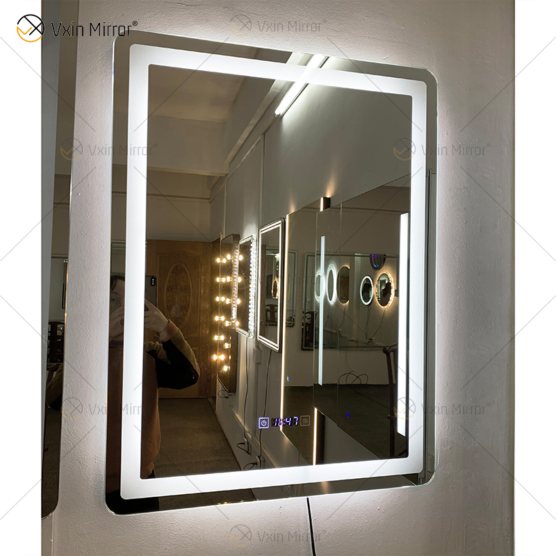 WXDL-111 LED 3 Color Light Touch Screen Defogging 5mm Display Time Temperature Environmental Protection Mirror