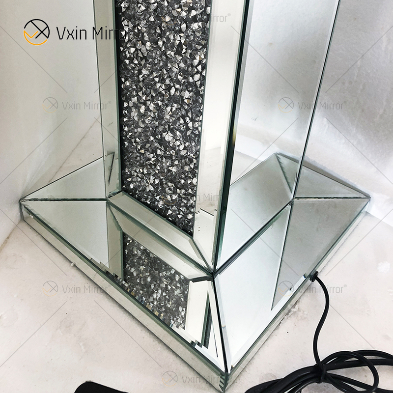 WXFL-032 Living Room Silver Crystal Floor Standing Lamp with Lampshade for Hotel Mirror Lamp