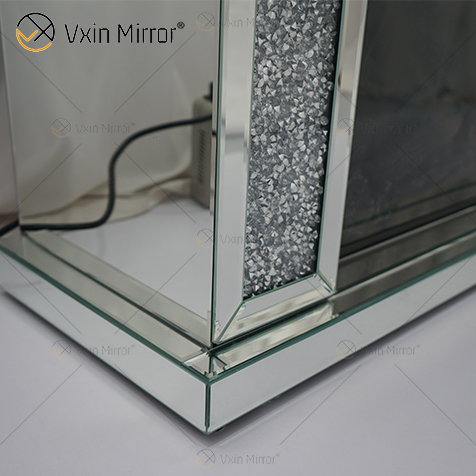 Hot Sale WXWF-1108 Silver Crushed Diamond Crystal Mirror Fireplace Mantel Home Decor with Electric Fire Inserts Mirror Fireplace
