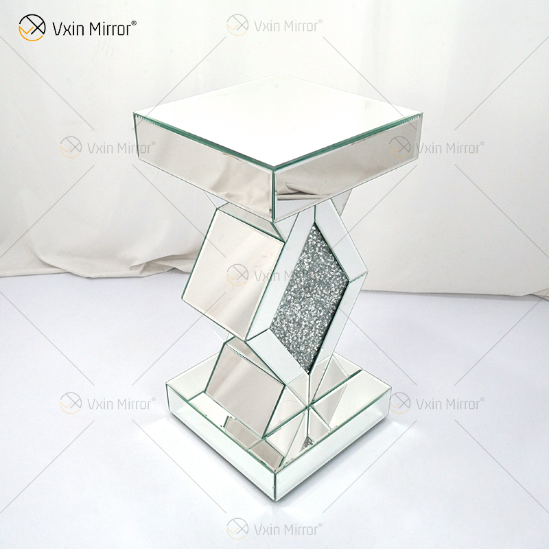 Cheap New Design Vxin WXF-115-1 Home Decor Crushed Diamond End Table Silver Mirror Furniture Side Table
