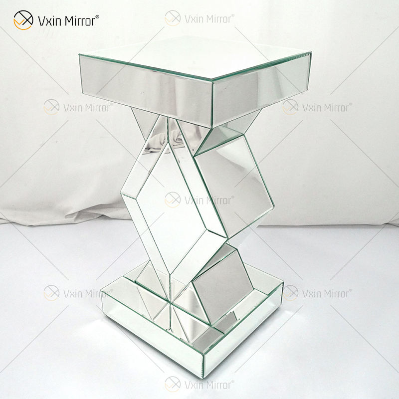 mirrored glass end table