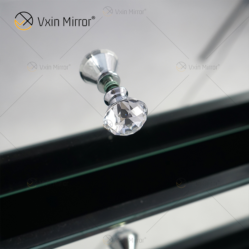 Vxin Mirrored Silver Crushed Diamond Nightstand Bedside Cabinet With 5 Drawer