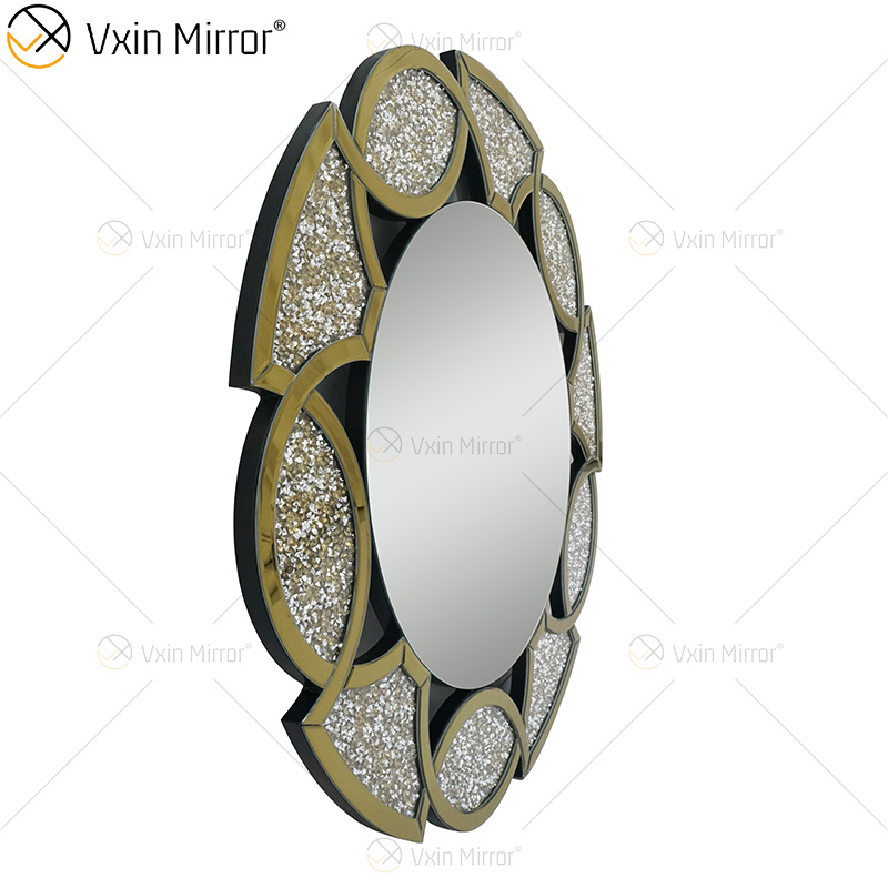 Gold Factory Supply Home Decor Round 3 Colors Diamond Crush Mirror Wall Sticker