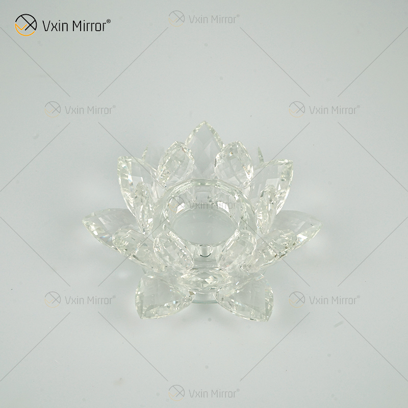 Factory Supply Vxin Mirror Flower VX-07 Silver Candlestick Lotus Crystal Candle Holder