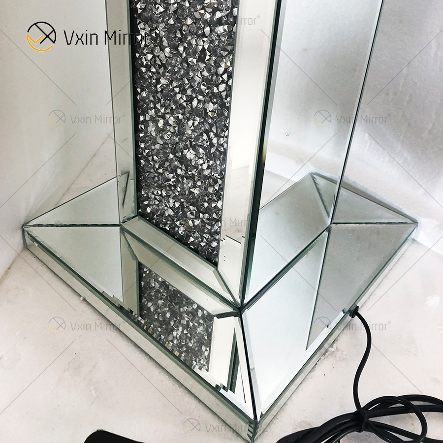 WXFL-032 Living Room Luxury Silver Modern Crushed Dia Mond Floor Standing Lamp Mirror Lamp