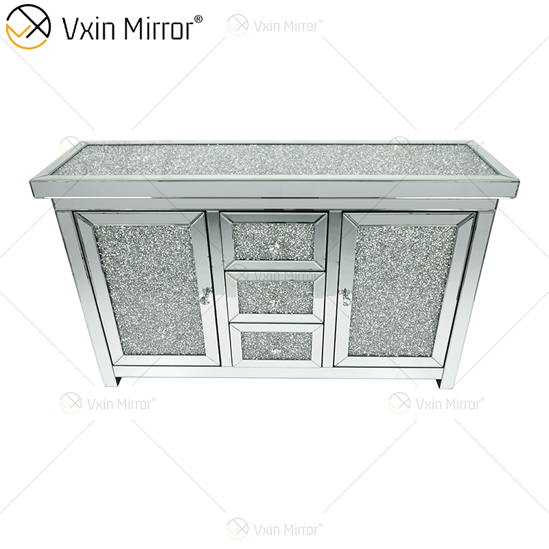 7 Drawers WXF-146 Silver Mirrored Furniture Living Room Cabinet Mirror Tv Stands 