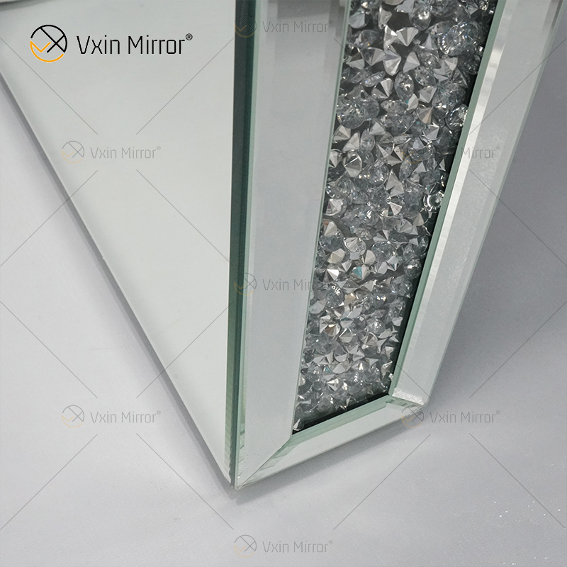 Art Decor WXF-061 Crushed Diamond Dressing Mirrored Corner Chest With 2 Drawers