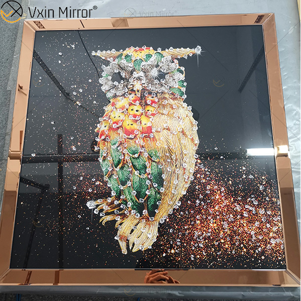 Omal Art Vxin WXMA-55 Home Decor MDF Frame Mirrored Wall Art Crystal Porcelain Painting Mirror Wall Art