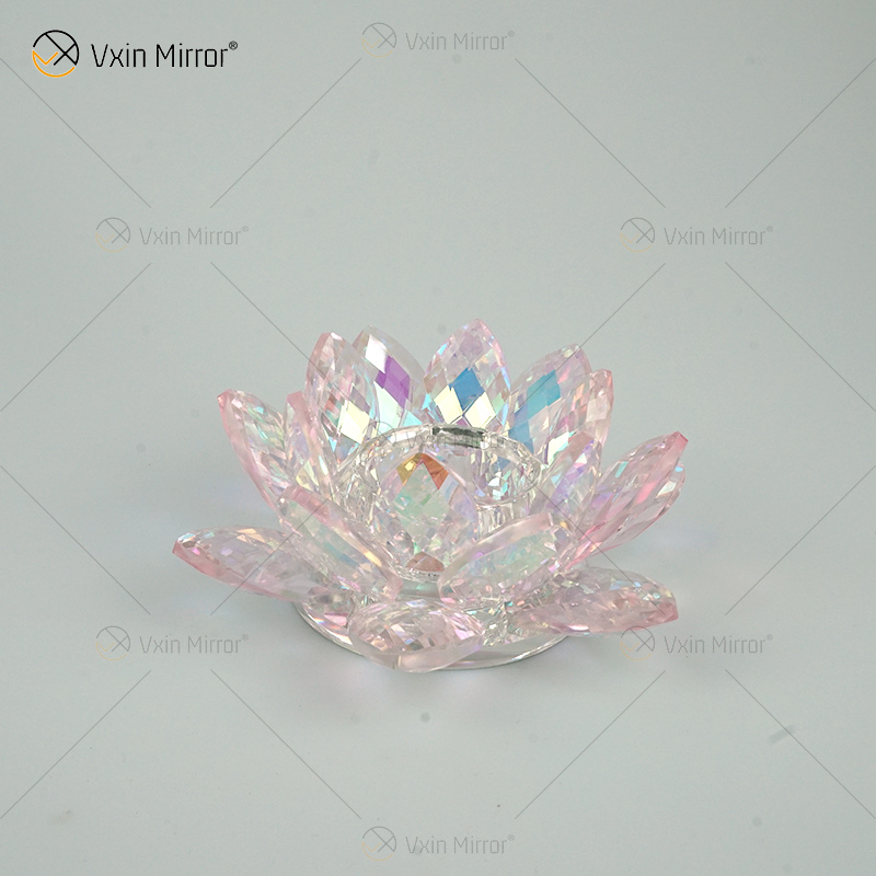 Factory Supply Vxin Mirror Flower VX-07 Silver Candlestick Lotus Crystal Candle Holder