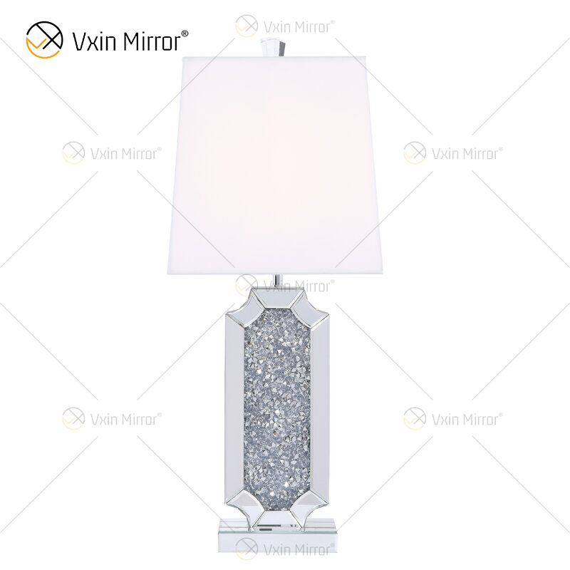 Vxin Supply WXTL-004 Modern Silver Crushed Crystal Table Mirror Lamp For Bedroom