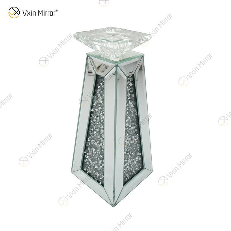 Customizable Name Modern Elegant WXCH-075 Silver Crystal Mirrorr Candle Holder for Home Wedding