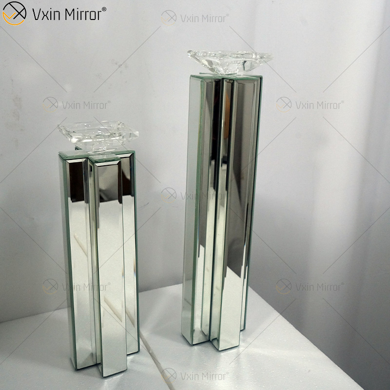 2 Colors Modern Elegant WXCH-079 Silver Crystal Mirrorr Candle Holder for Home Wedding