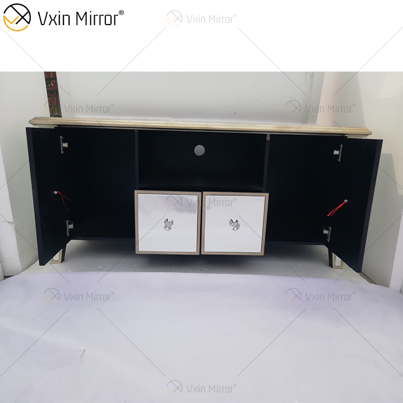 Ornate Berlin Furniture WXF-680 Anti Champagne Gold TV Stands Cabinet With 2 Drawers & Doors