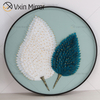 Modern Minimalism White Blue Feather Painting Luxury Round Crystal Wall-mounted Art Painting