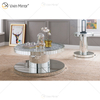 Vxin WXF-270-1 3D Sparkling Crushed Diamond Round Mirrored Coffee Table Silver Covered with Diamonds