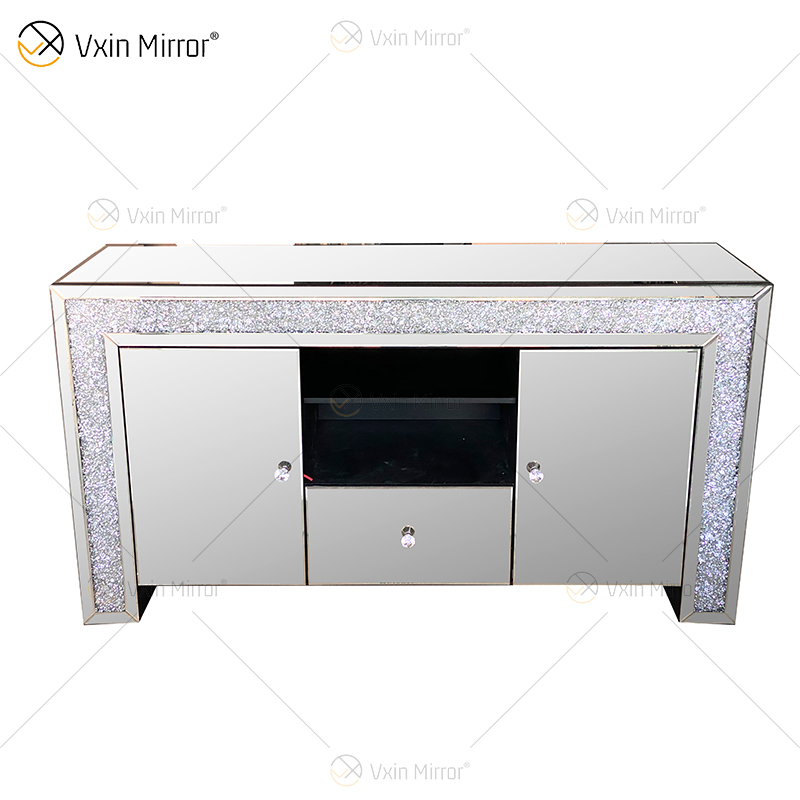 Elegant Home Decor ZH-063 Silver Mirrored Furniture Living Room Cabinet With Muti Drawers