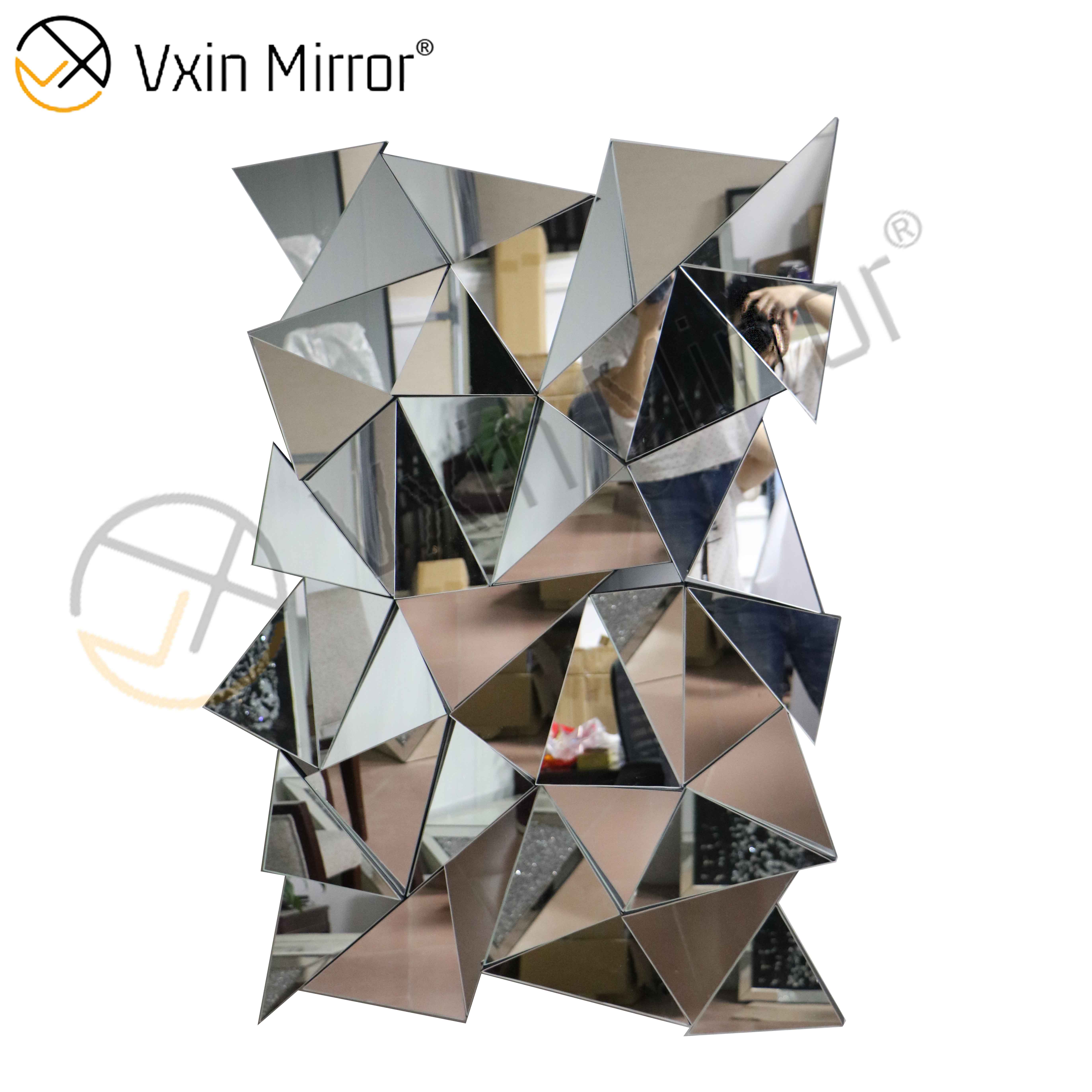 Factory Supply 3D Wall Decoration Silver Stereoscopic Glass Wall Hanging WXM-2477 Mirror