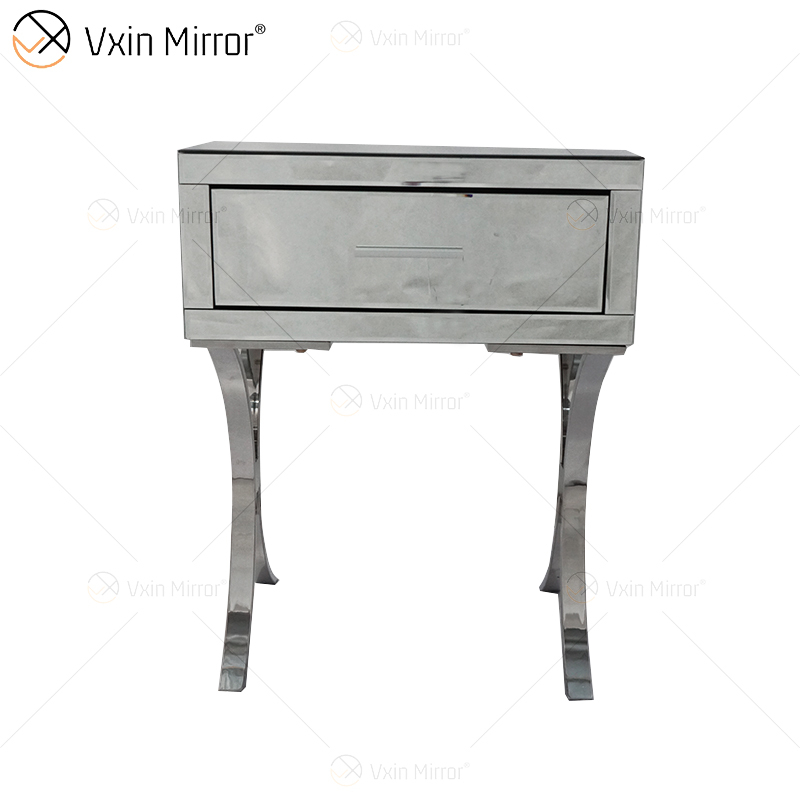 Vanity Modern WXF-218 Silver Bedroom Furniture Crystal Mirrored Bedside Table with Drawer Modern Nightstand