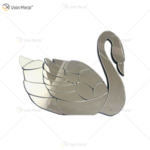 Noble Glass WXM-1159 Mirrored Custom Swan Modern Lobby Home Wall Decoration Hot Sale Mirror Wall Art Home Decor for Sofa Set