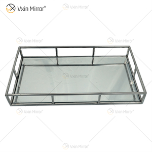 Hot Sell Vxin Mirror WXT-005 Modern Decor Silver Stainless Steel Frame Mirrored Tray 2 Size
