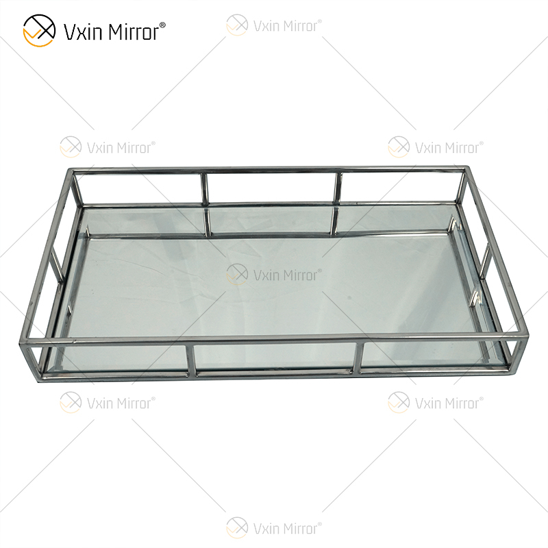 Hot Sell Vxin Mirror WXT-005 Modern Decor Silver Stainless Steel Frame Mirrored Tray 2 Size