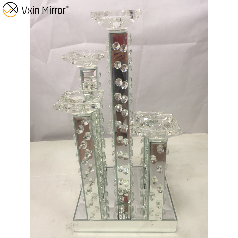 Professional Factory Vxin WXCH-22 Acrylic Diamonds Glass Candle Holder 6 Candle Cup