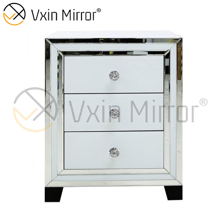 Modern Bedroom Furniture Mirored Bedside Table Sofa Corner with Drawers Customized WXF-787