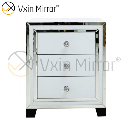 Modern Bedroom Furniture Mirored Bedside Table Sofa Corner with Drawers Customized WXF-787