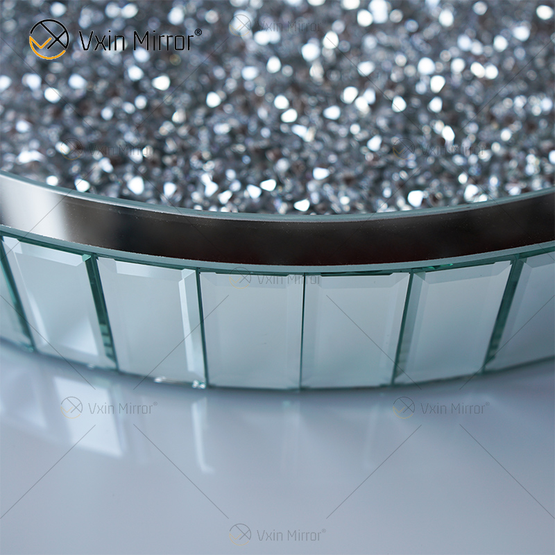 Hot Sale WXMT-015 Modern Decor Silver Crushed Diamond Mirrored Round Tray