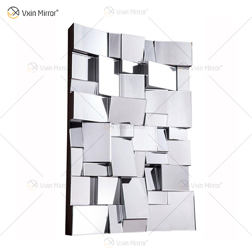 VXin Mirror WXM-1548 Moden Silver Glass 3D Decorative Wall Mirror Home Decor for Living Room Bedroom
